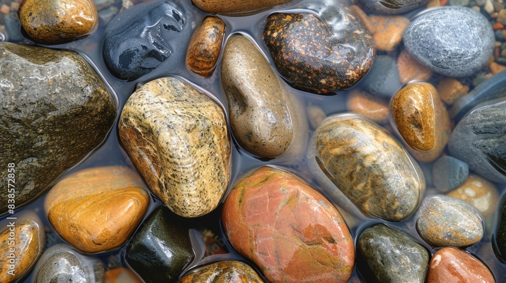 Poster a closeup view of a group of smooth river stones draws attention to their unique shapes and sizes ea