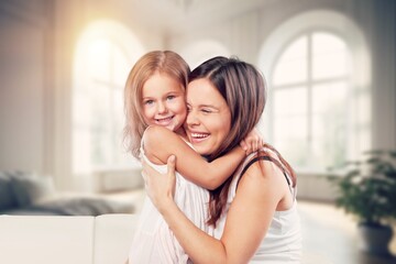 Fototapeta premium Serious mother have fun with daughter kid