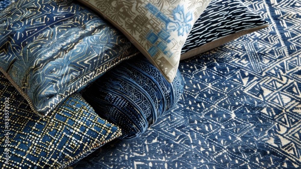 Poster an eyecatching mix of fine silk threads meticulously woven together to form an ornate geometric patt
