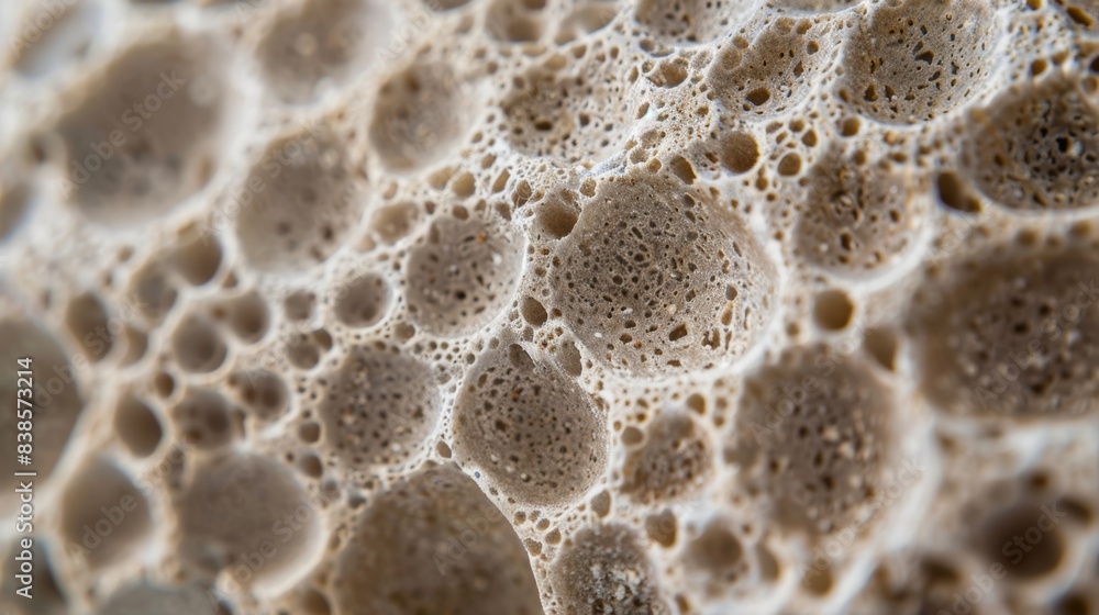Poster macro photograph displaying the unique texture and porous nature of pumice stone with visible specks