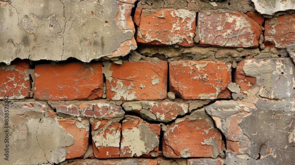 Aufkleber cracked and chipped in sharp contrast to a smooth uniform wall this texture showcases a brick wall w