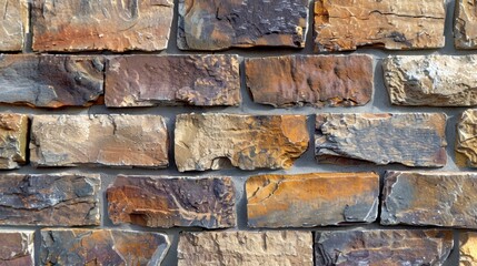 Fototapeta premium Textured and Patterned Individual bricks stand out in this closeup showcasing their unique texture and shape with a mix of rough smooth and even patterns tered throughout the wall