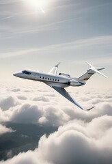 Powerful private executive jet ascending into the clouds, its impressive performance and advanced features showcasing the pinnacle of private aviation
