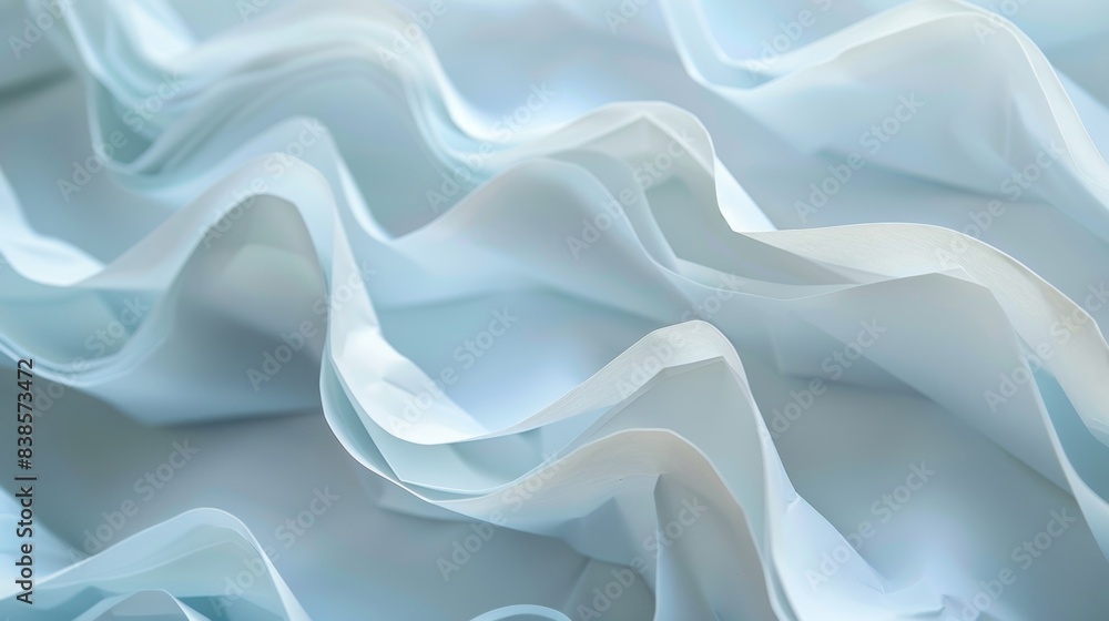 Poster a cled paper with soft folds and subtle curves resembling a gentle wave frozen in time