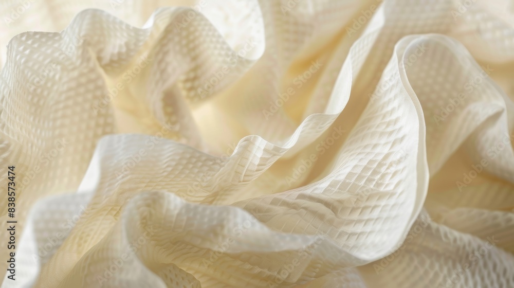 Poster a delicately cled paper with small uniform creases creating a uniform yet intricate pattern on its s