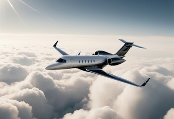 Obraz premium Powerful private executive jet ascending into the clouds, its impressive performance and advanced features showcasing the pinnacle of private aviation 