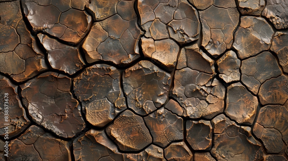 Aufkleber the texture is reminiscent of dried and cracked mud with a variety of shapes and sizes forming intri