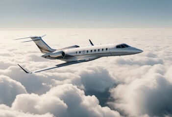 Obraz premium Powerful private executive jet ascending into the clouds, its impressive performance and advanced features showcasing the pinnacle of private aviation 