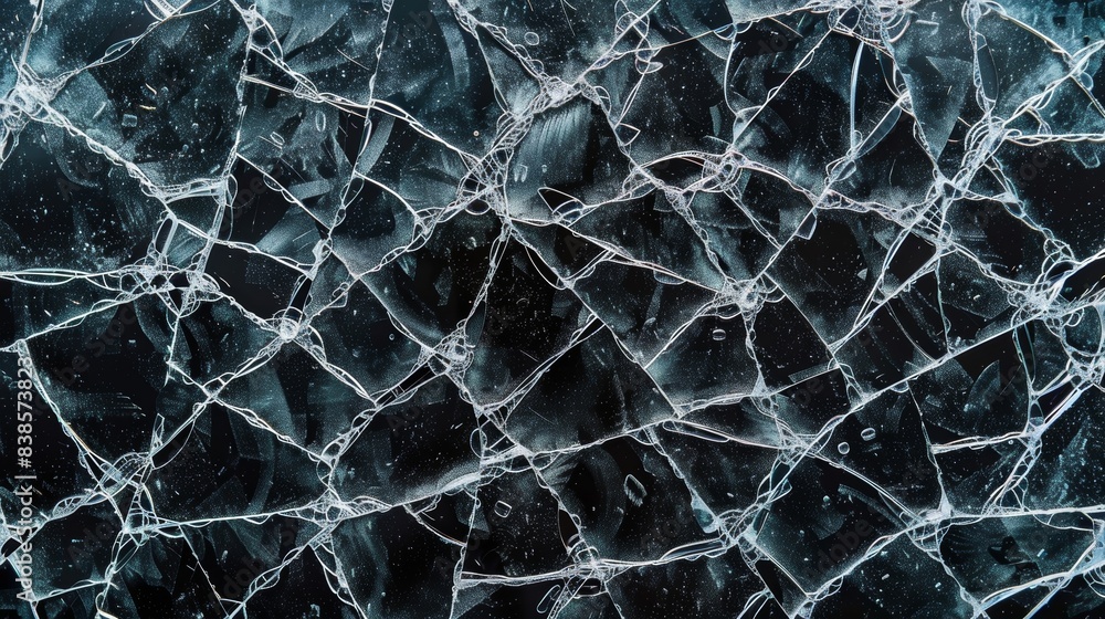 Poster in this image the intricate network of cracks resembles a shattered glass window giving an almost ab