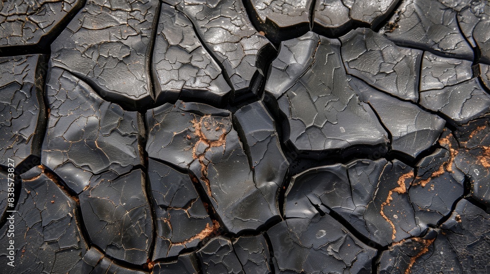Poster the cracked rubber seal has a dramatic appearance almost as if it has been scorched by intense heat 