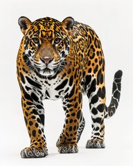 Naklejka premium the Amazon Jaguar , white copy space on right Isolated on white background