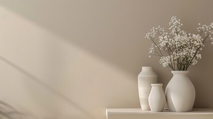 The matte painted wall features a subtle gradation of color from a warm sandy beige to a darker almost taupelike shade. The matte finish adds a softness to the wall making it the perfec