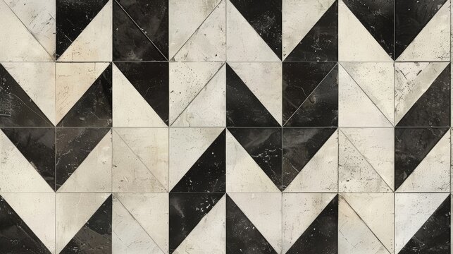 Herringbone Checkerboard A classic herringbone pattern in shades of black and white with alternating tiles forming a checkerboard design for a timeless and classy look