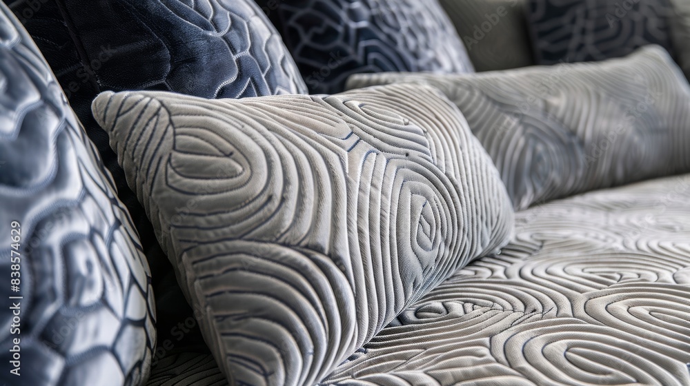 Poster the intricate pattern of raised loops on these velour cushions adds an interesting tactile element t