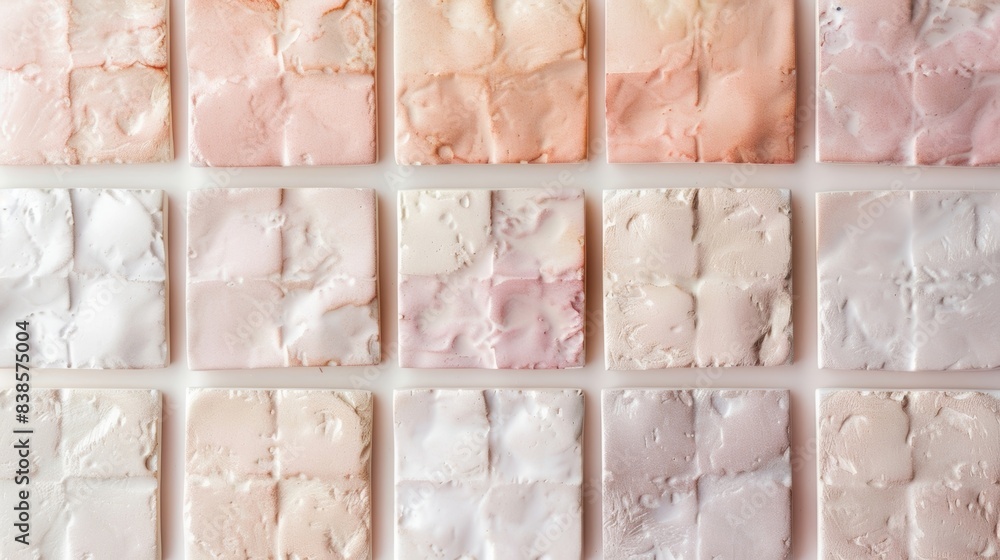 Aufkleber a textured view of a squared glazed ceramic tile featuring a gradient finish in shades of pale pink 