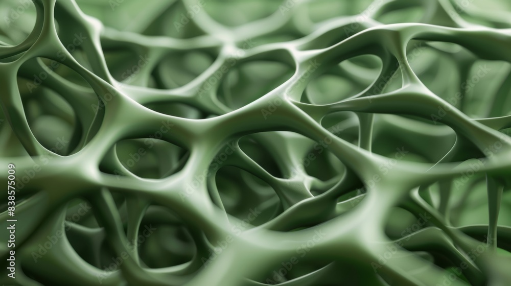 Poster a network of raised organic ridges intertwining and overlapping across a muted green backdrop