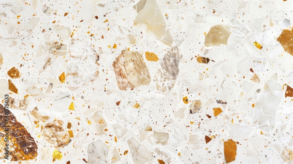Aufkleber speckles of goldenhued ing pop against the crisp white background of this polished marble floor addi
