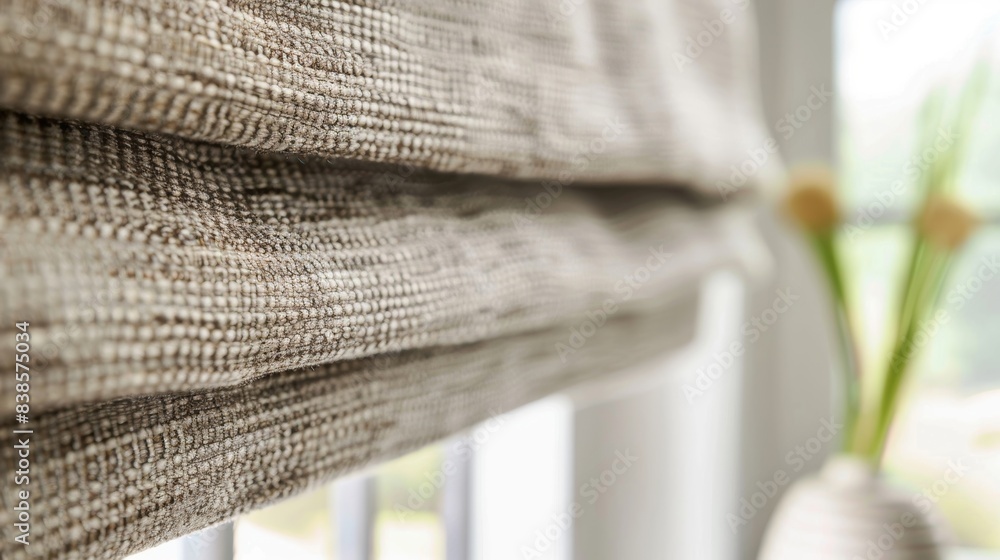 Poster twisted yarns create a tactile surface inviting touch and adding interest to this fabric shade