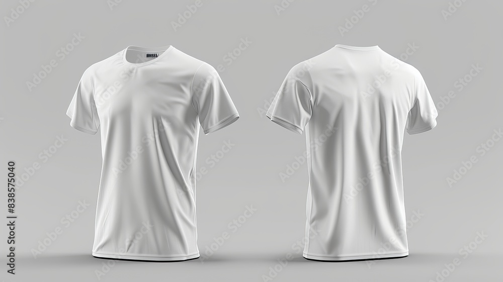 Poster mens blank short sleeve tshirt mockup in front and back views design presentation for print 3d illus