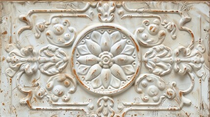 Obraz premium Vintage Appeal With a distressed finish and raised embossed details this ceiling tile exudes a vintage charm that is both timeless and ontrend