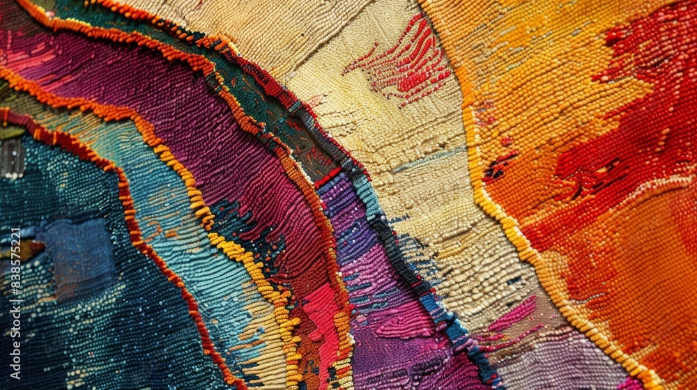 Poster rich and vibrant colors pop against the co and rugged texture of this tapestry creating a mesmerizin