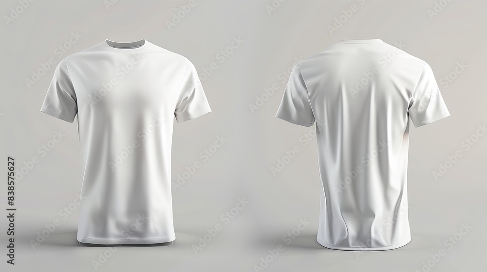 Aufkleber mens blank short sleeve tshirt mockup in front and back views design presentation for print 3d illus