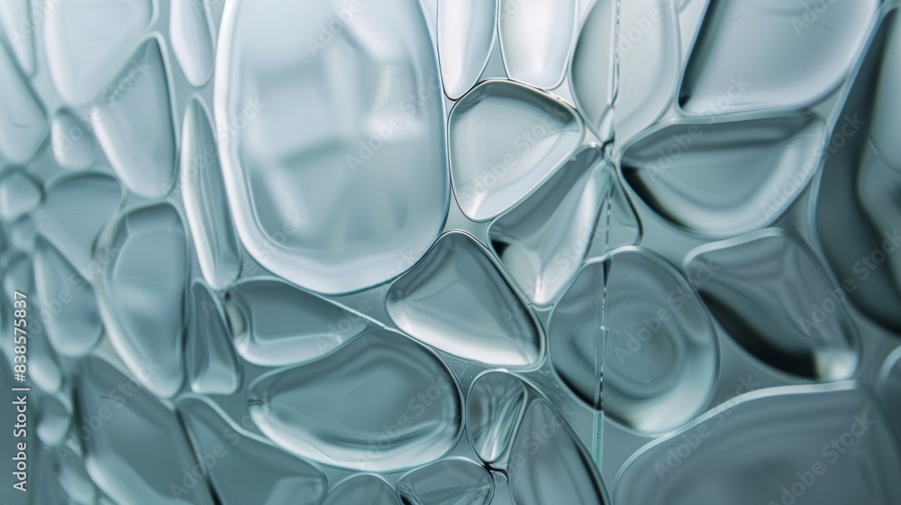 Poster smooth surface of glass etched with a series of abstract shapes creating a futuristic feel