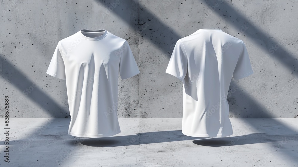 Poster mens blank short sleeve tshirt mockup in front and back views design presentation for print 3d illus