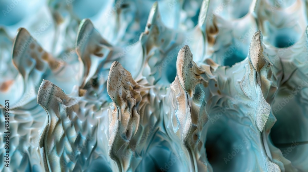 Poster the texture of the fins is bumpy and uneven resembling a series of mountain peaks and valleys ready 