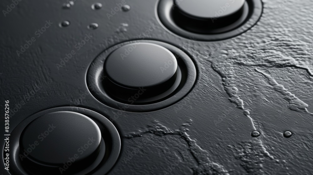 Poster the embossed touch panel features a smooth glossy finish that contrasts with the rough raised textur