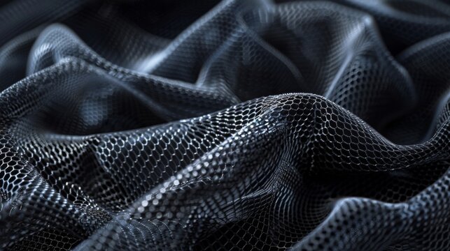 The intricate weaving of carbon nanotubes gives the fabric a dynamic texture almost like a threedimensional grid adding a sense of depth and dimension to the surface