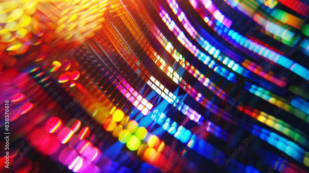 Poster macro shot of a sleek plasma screen revealing a kaleidoscope of colors and patterns