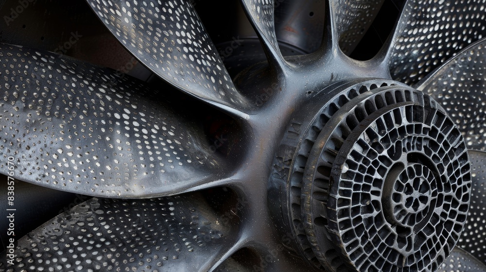 Poster the blades of a propeller made of a rubbery material featuring a gridlike pattern with raised square