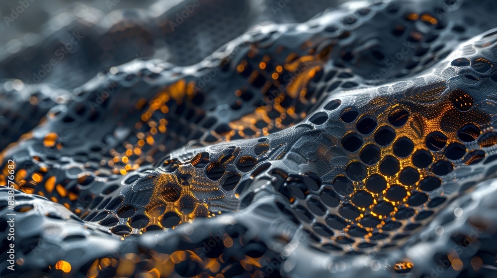 Poster the rough and uneven topography of the graphene layers highlighting the materials strength and durab