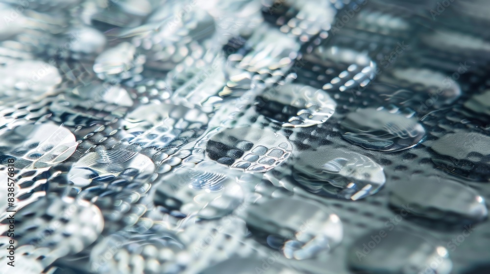 Poster an upclose view of a protective glass covering on a lidar sensor featuring a finely etched grid patt