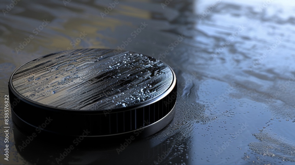 Aufkleber the top portion of a lidar sensor covered in a layer of glossy black paint that creates a subtle ref