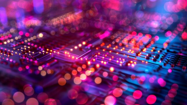 A microphotograph of the chips quantum bits arranged in a precise grid with the distinct glow of quantum entanglement between them