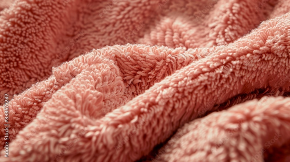 Poster the texture of the bathrobe appears luxurious and decadent with its intricate weave of fine fibers. 
