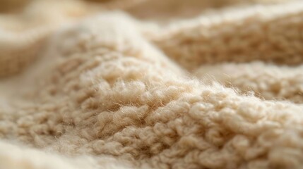 A macro shot of alpaca wool revealing a plush springy texture that invites touch and comfort
