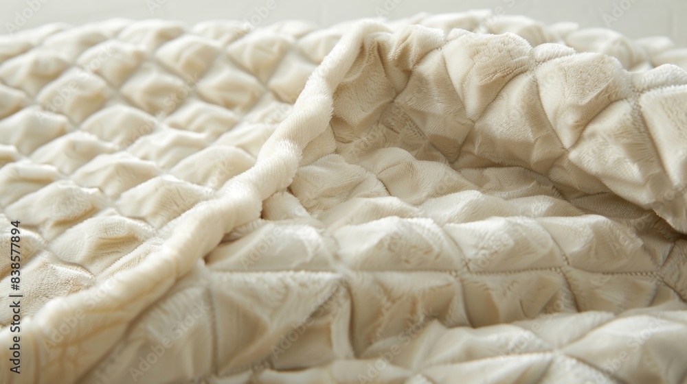 Poster the plush surface of a creamcolored velvet throw with a gentle repeating diamond pattern that invite