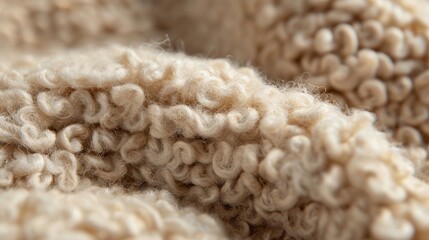 Soft and fluffy texture of brushed wool with delicate fibers creating a plush surface. Small tightly packed curls add dimension and warmth