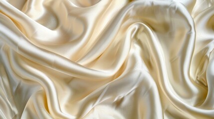 Fototapeta premium A textured closeup of a soft ivorycolored silk satin fabric highlighting the lush glossy appearance and fine closelyknit threads