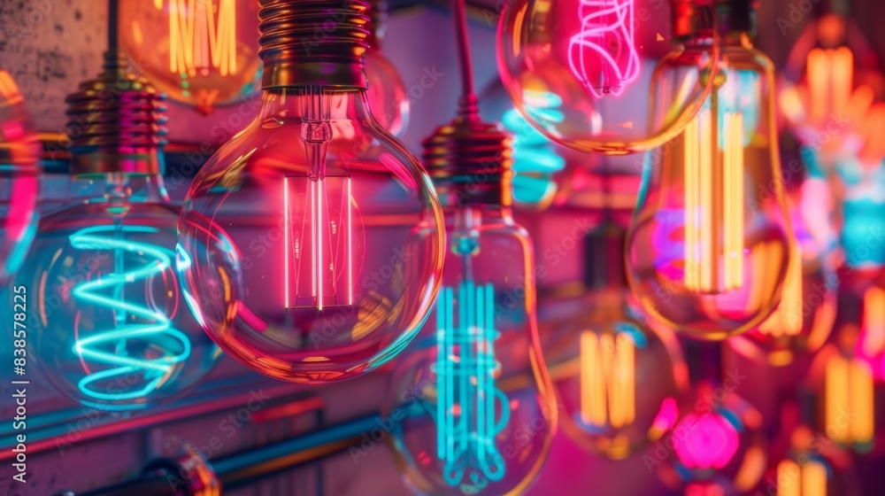 Poster the texture of neon lightbulbs ed together creating a mesmerizing and radiant pattern