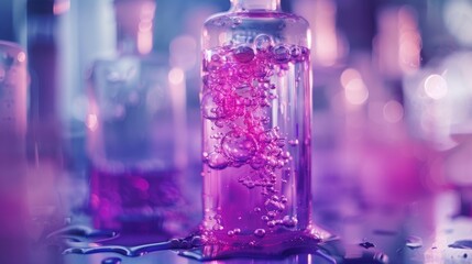 Radiant shades of lavender and magenta collide in a vial of glowing liquid appearing almost ethereal in its beauty