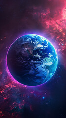 Obraz premium Earth in the purple space