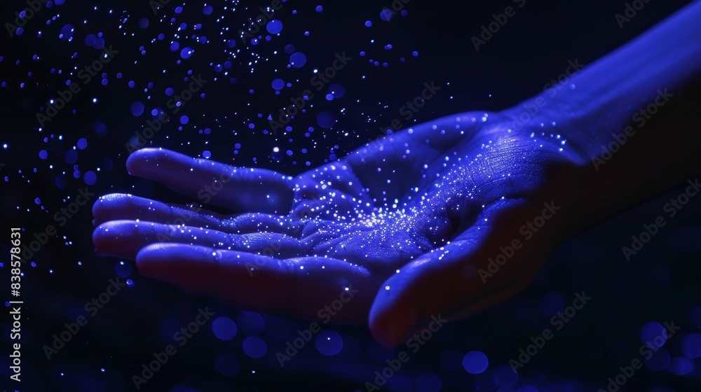 Poster a striking contrast of dark and light as tiny leds seem to float in midair creating a galaxy of tiny