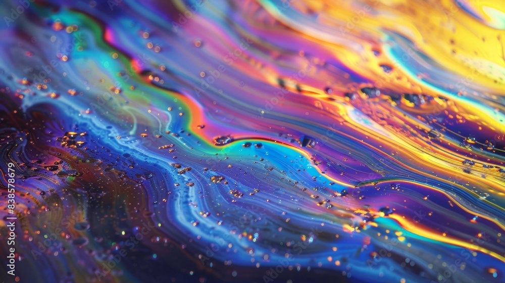 Aufkleber the oil seems to create a holographic effect as light dances across its slick surface casting rainbo
