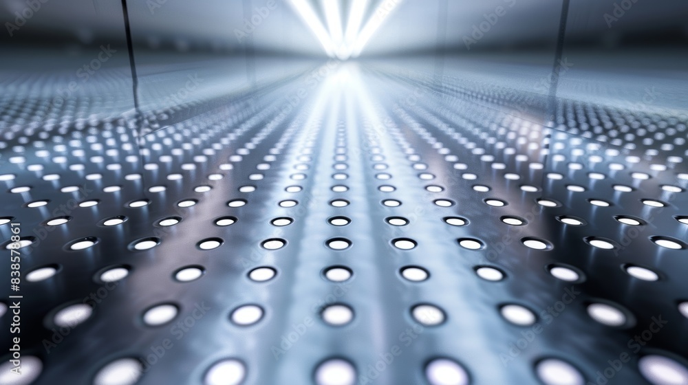 Poster closeup of a large led light panel emphasizing the sleek and futuristic design with a smooth reflect