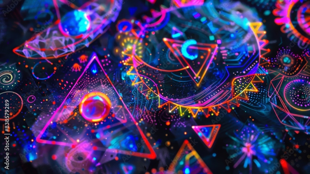 Poster shimmering shapes from triangles to circles and everything in between this closeup texture image sho