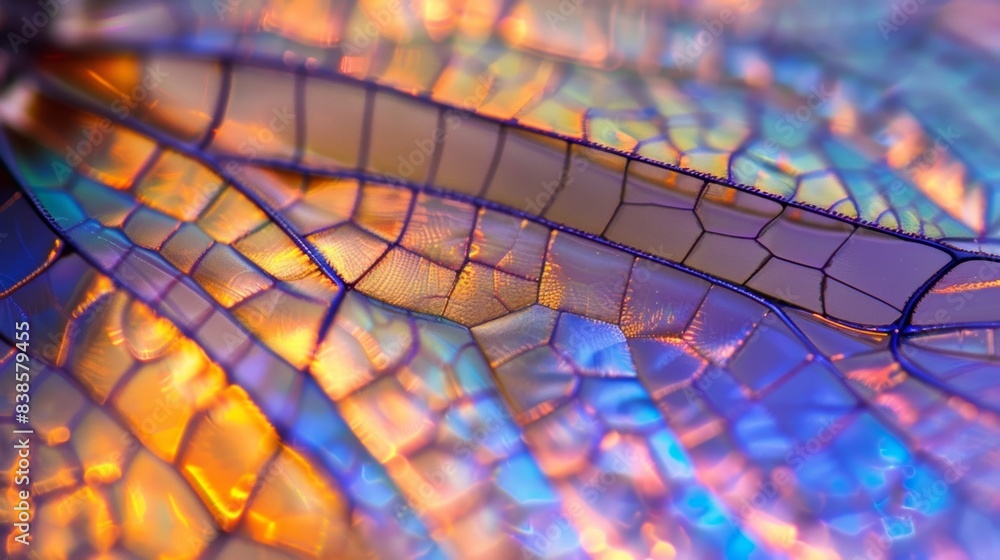 Aufkleber a closeup of a dragonflys wing with its gossamerlike texture highlighted by an iridescent sheen that